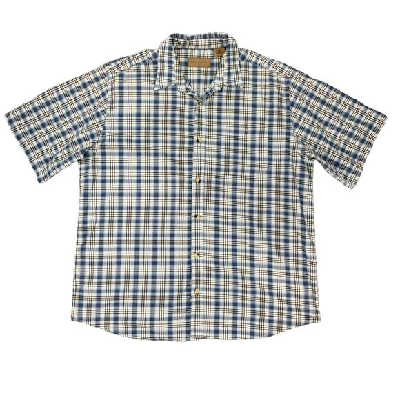 Clearwater Outfitters Shirt Men XXL 2XL Blue Plaid Cotton Button Up Short Sleeve - Picture 1 of 9